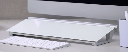 Quartet Glass Dry-Erase Desktop Computer Pad, 18" x 6", White Surface, Frameless